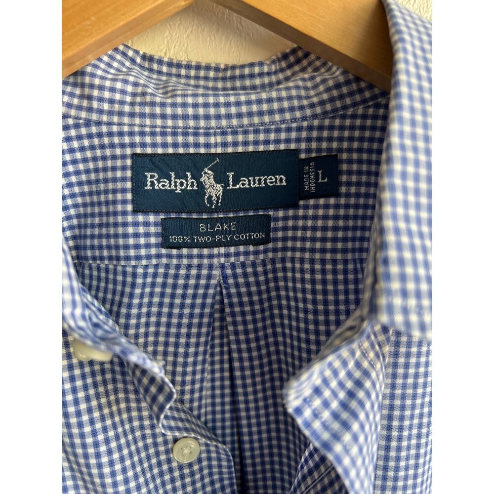 Ralph Lauren Blake button-down shirt size L large blue white gingham - Picture 2 of 4